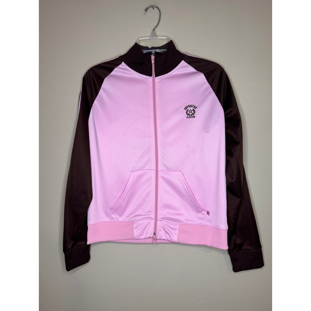 Big Flirt Pink Brown Superstar Player Track Jacket Full Zip Large OJTR55002